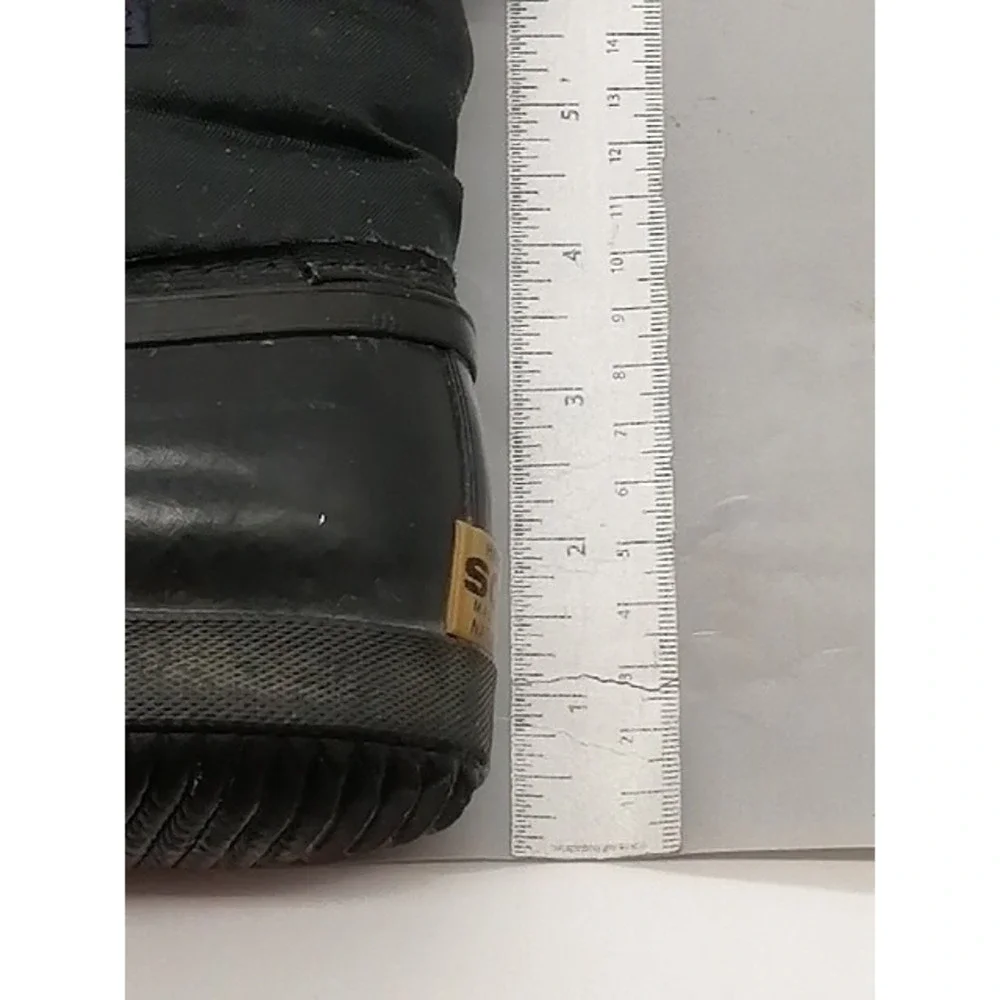 Sorel Boots Womens Kaufman Black 7 Winter Shoes Leather Lined Fur Trim Lace Up